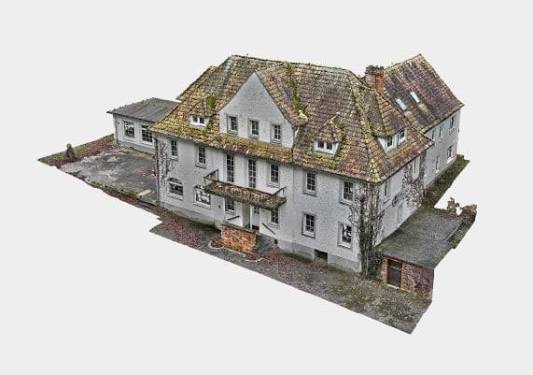 Photogrammetrisch erzeugtes 3D-Modell eines Bestandsgebäudes
